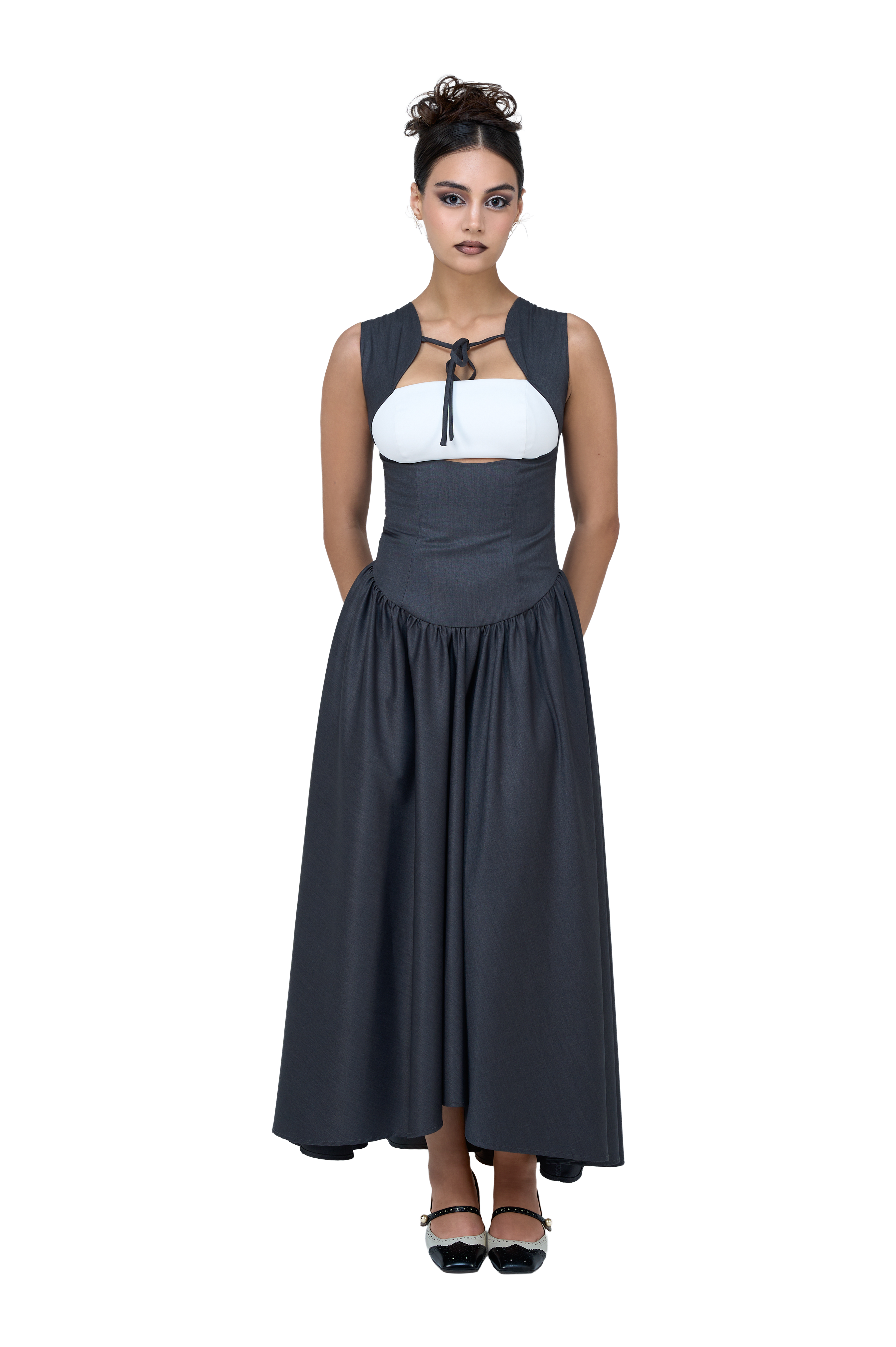 black corset bandeau dress BOSS Stretch-crepe bandeau dress with Corset