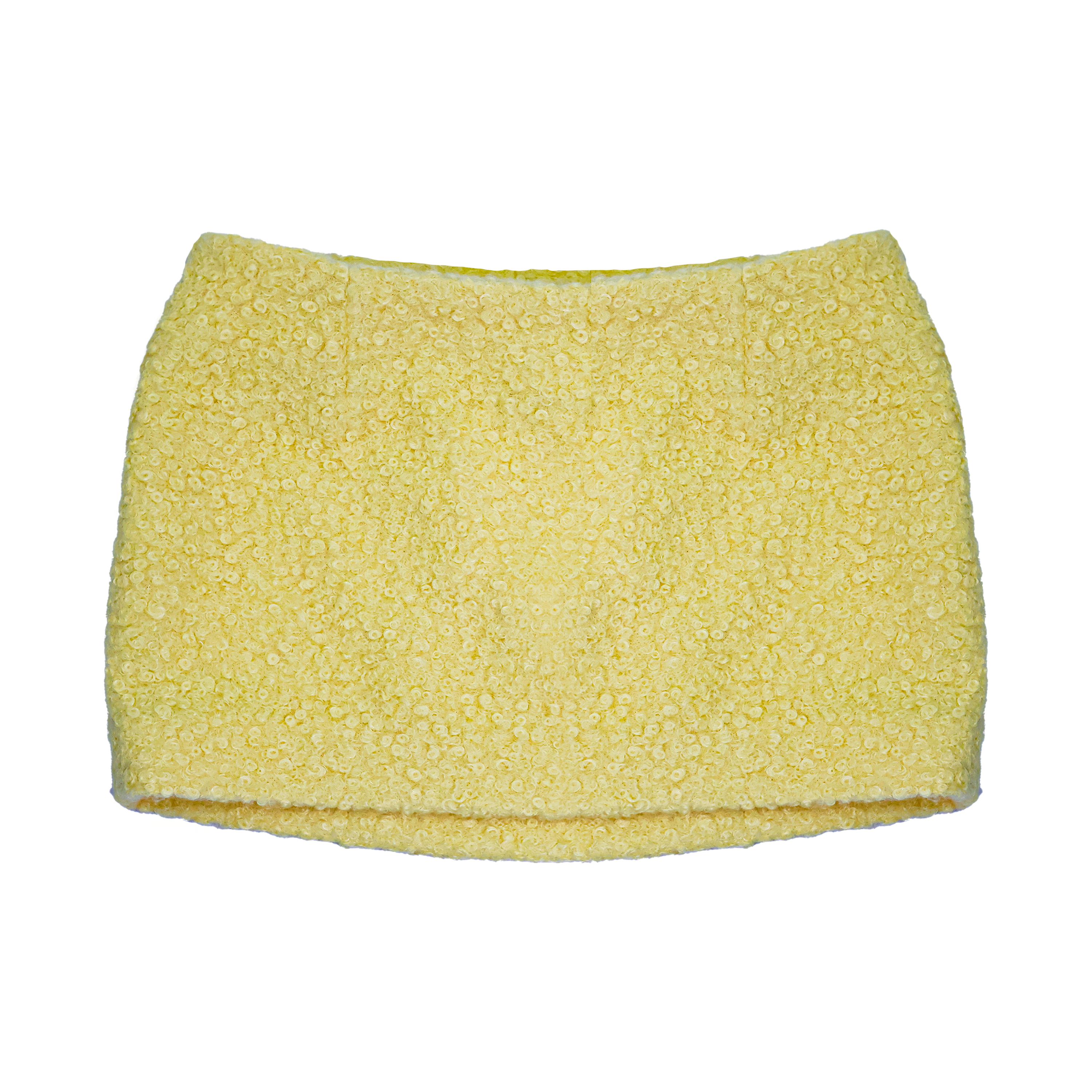 BUTTER YELLOW FAUX FUR MINI SKIRT