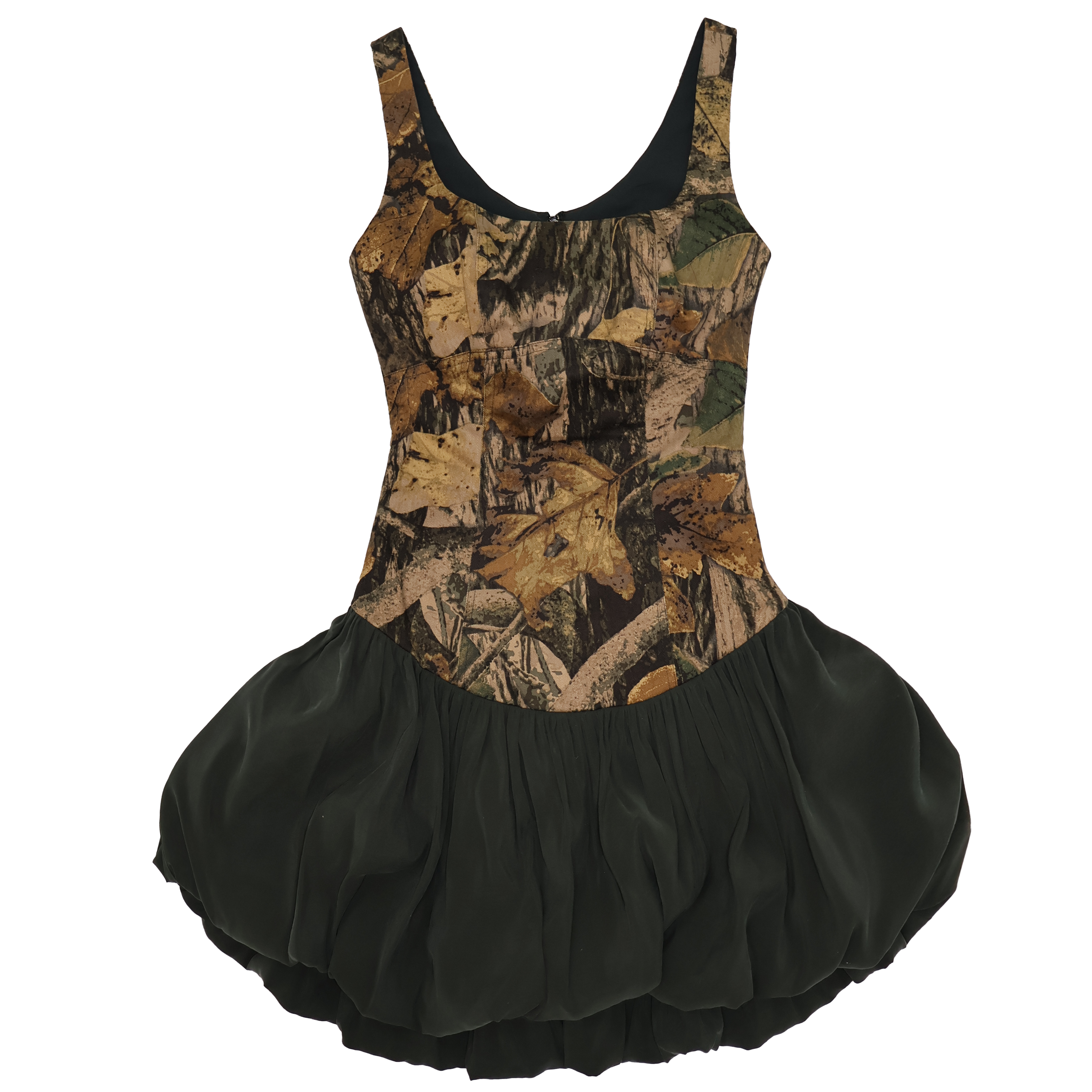 CAMO DROP WAIST BUBBLE DRESS