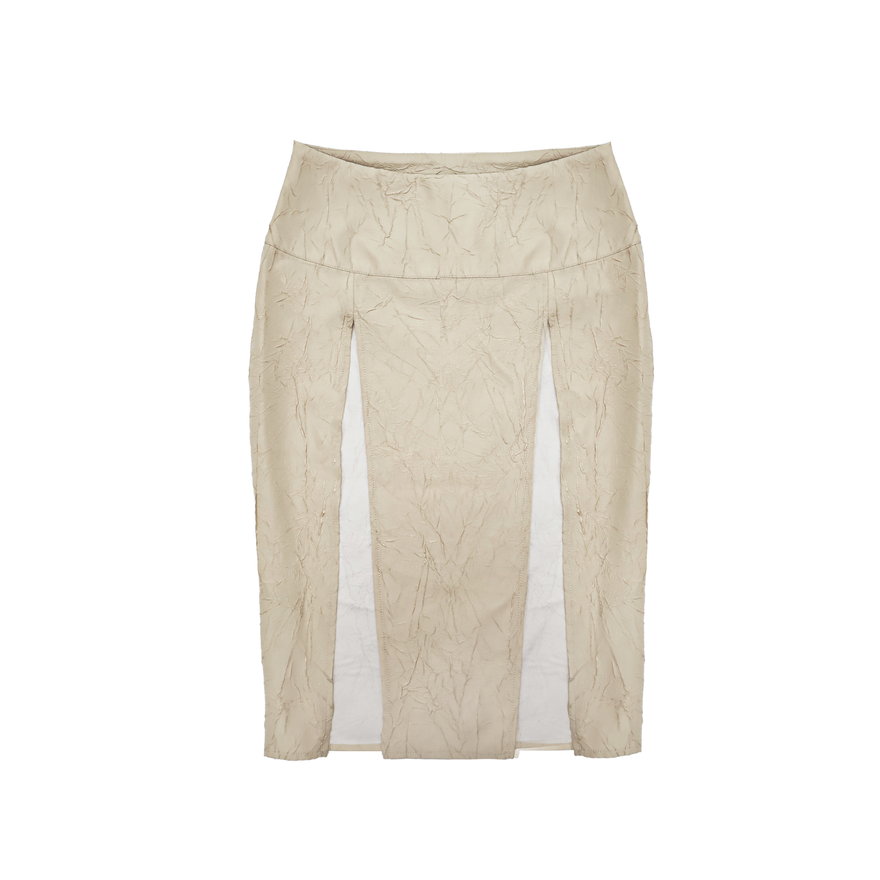 CREAM DOUBLE SLIT SKIRT