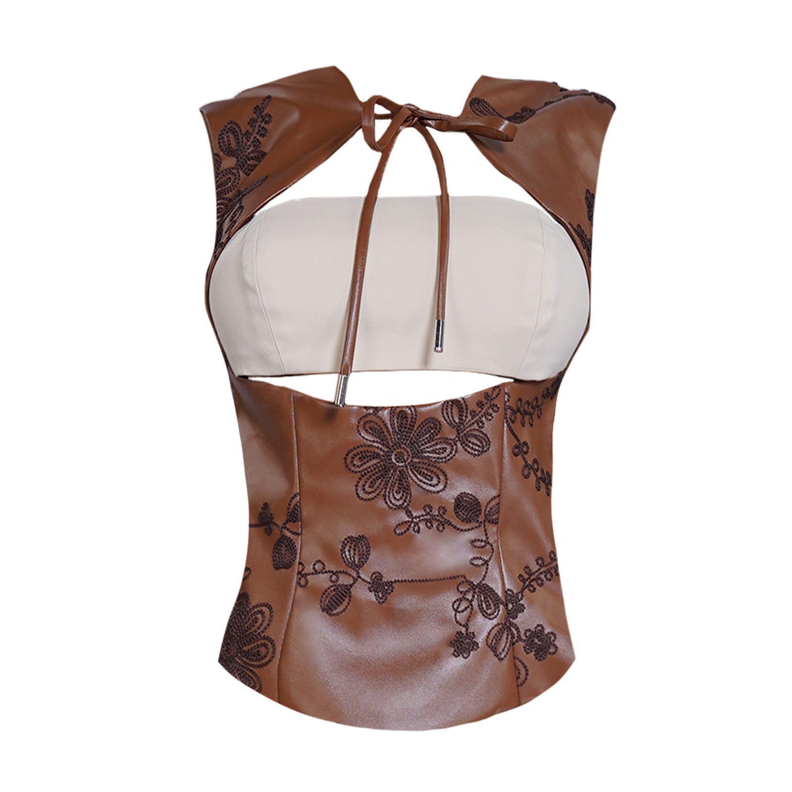the embroidered leather bandeau