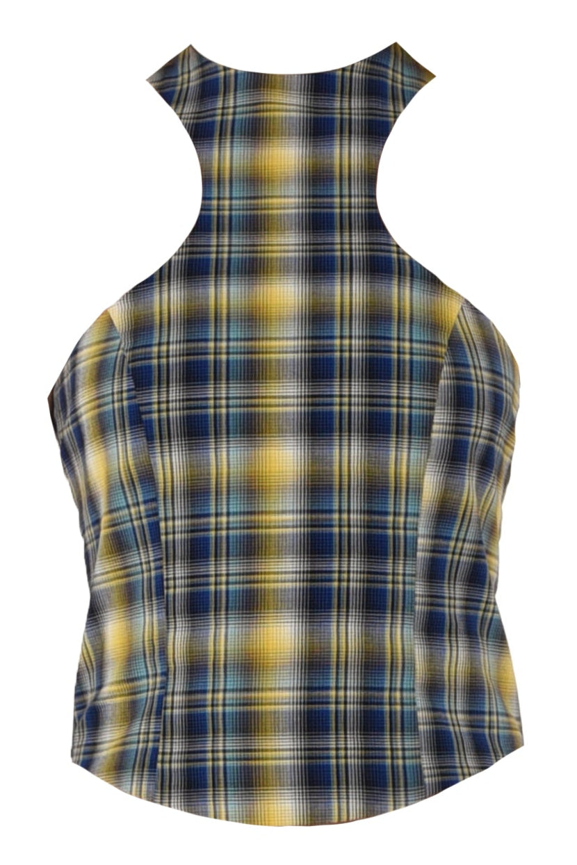 PLAID HALTER TOP
