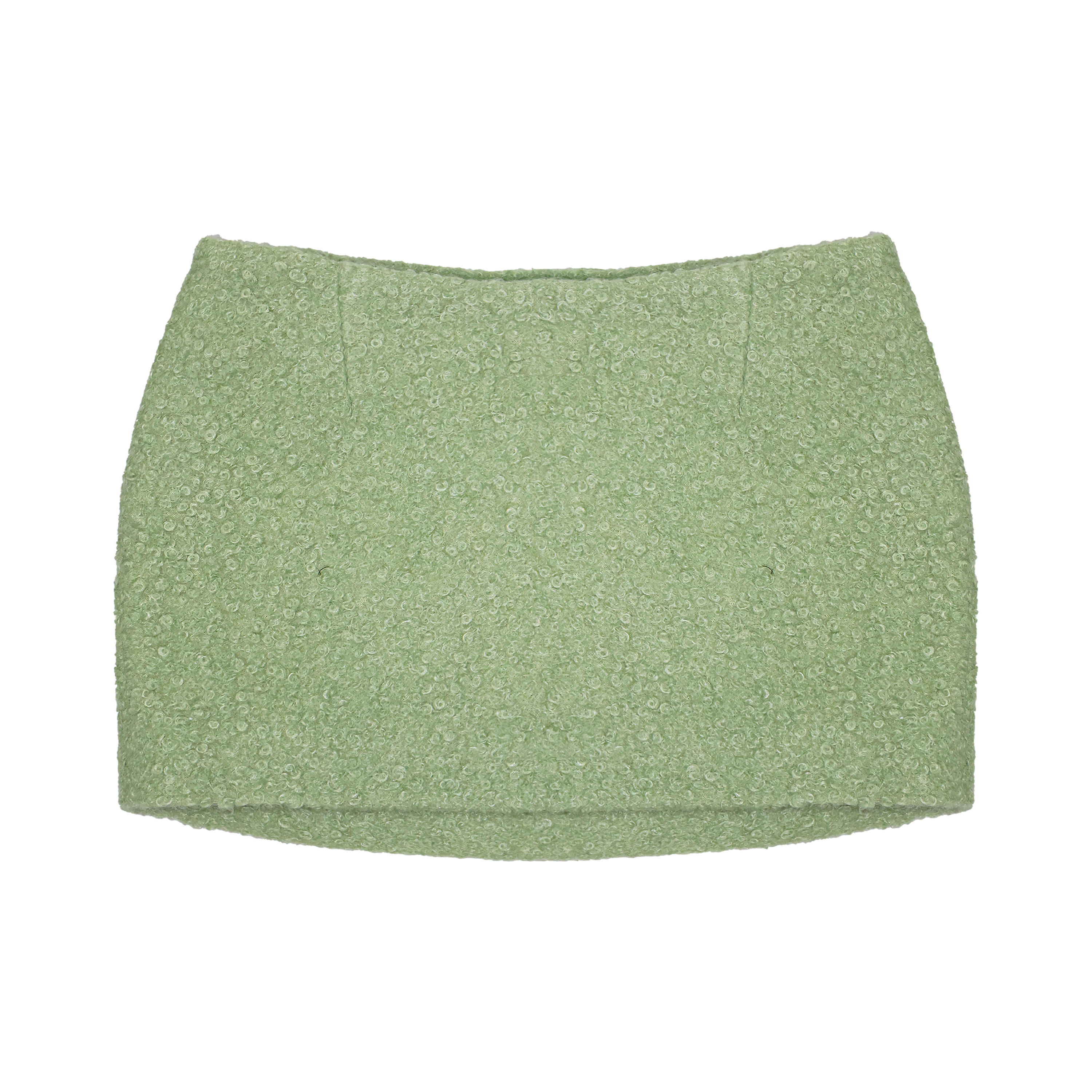 SAGE GREEN FAUX FUR MINI SKIRT