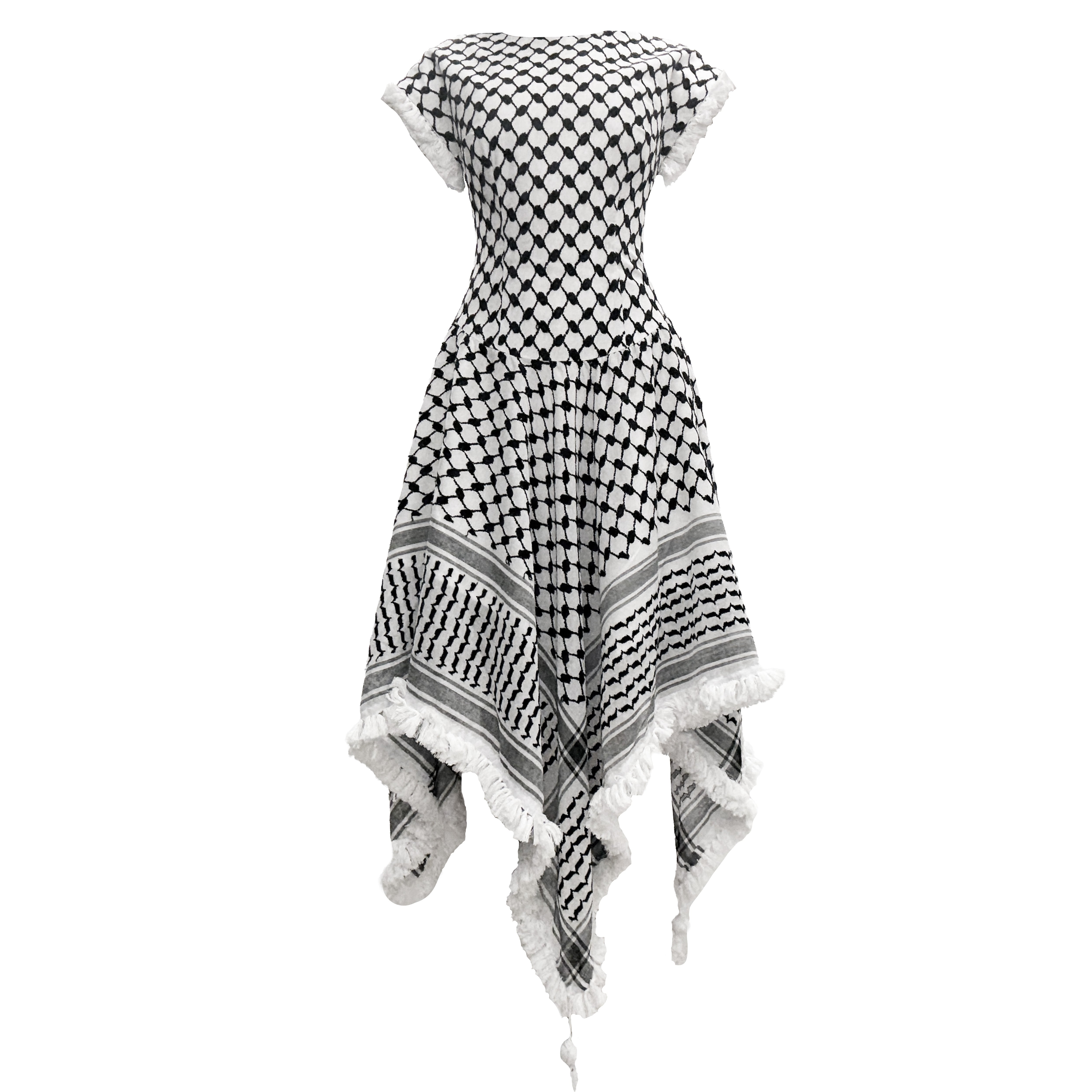 keffiyeh maxi dress Palestinian Keffiyeh Dress: Women's Long Sleeve Cultural Fashion