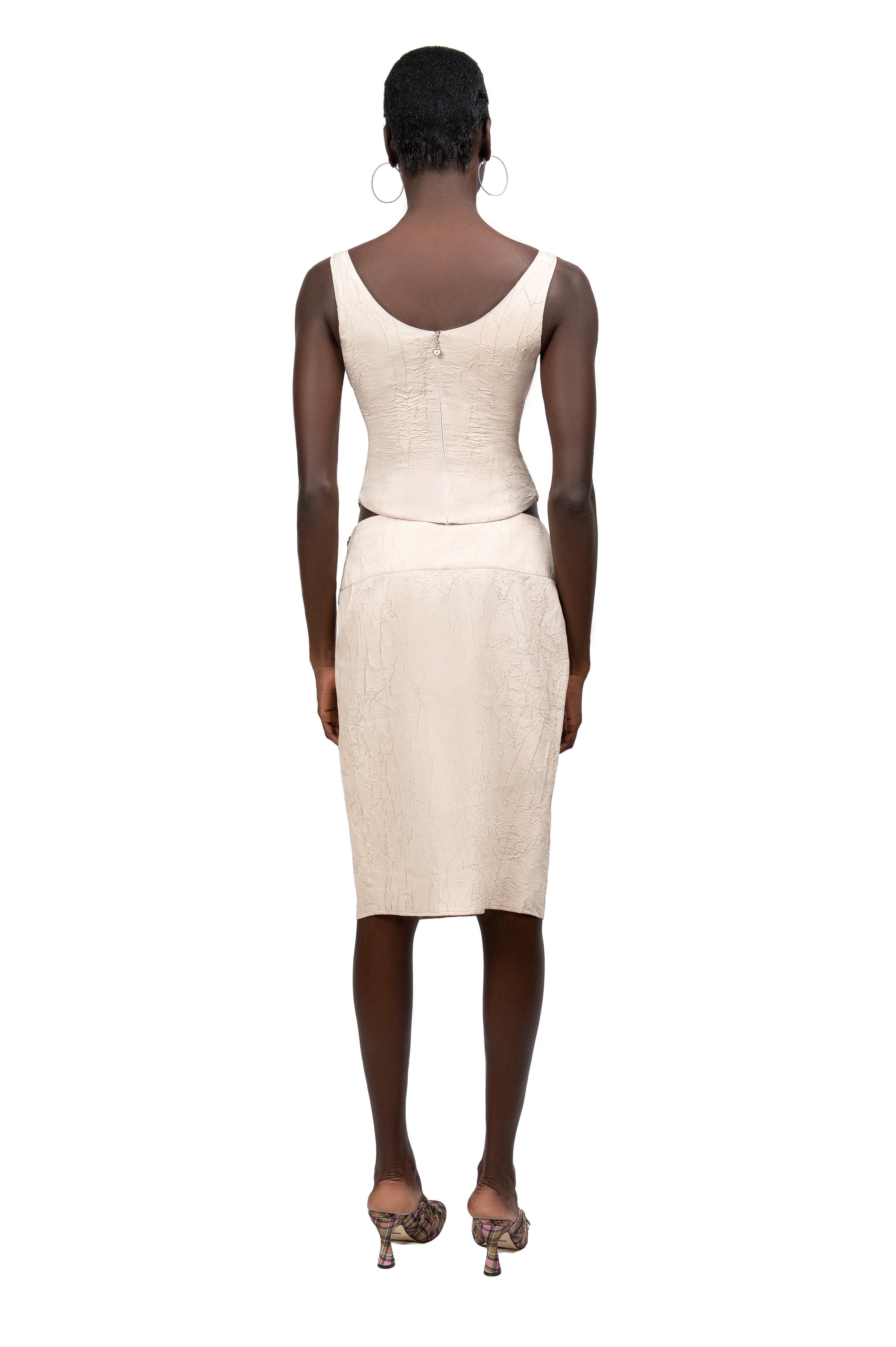 CREAM DOUBLE SLIT SKIRT