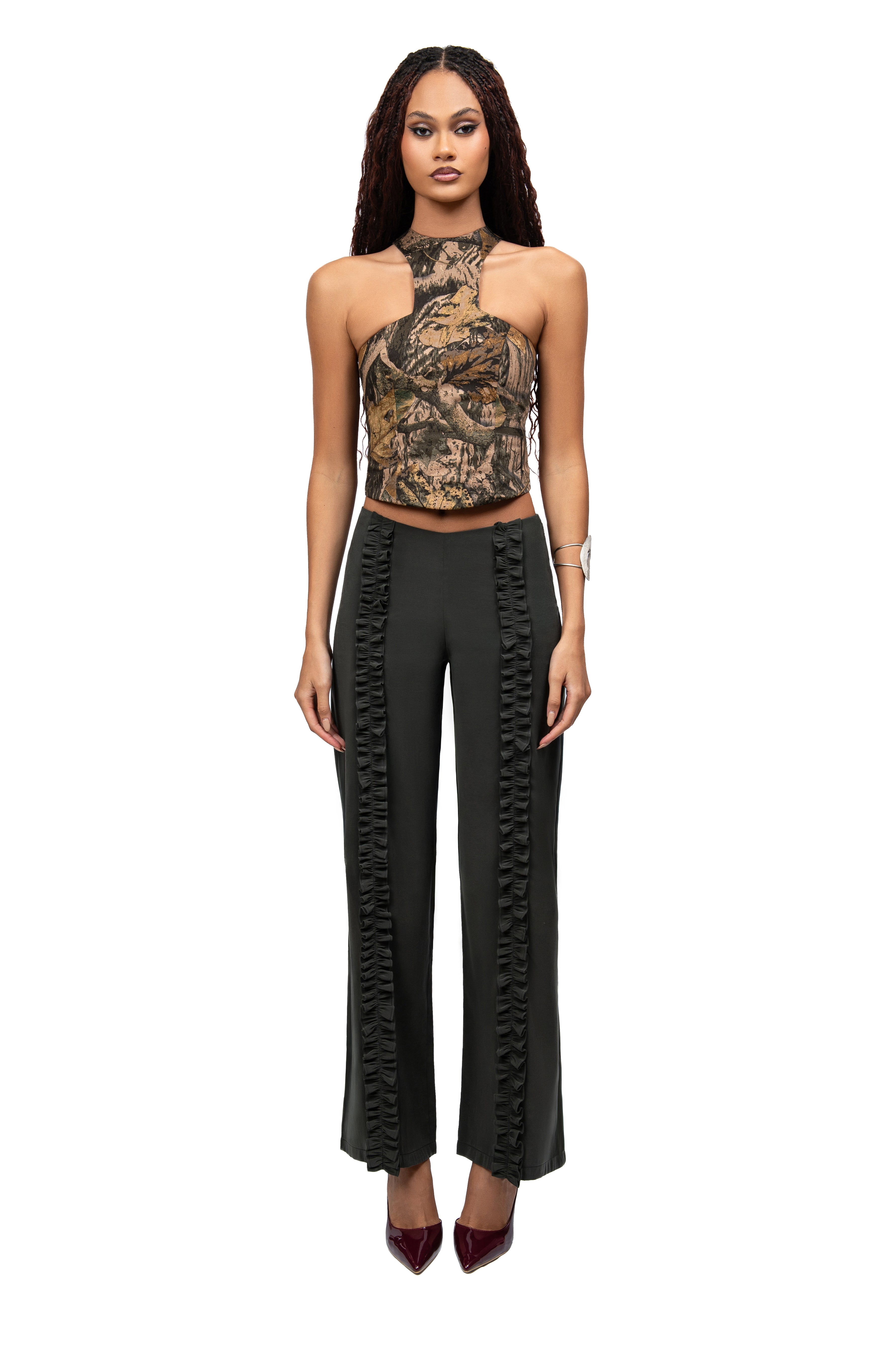 CAMO HALTER TOP